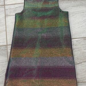 GB Girls Rainbow Striped Glitter Sleeveless Dress M